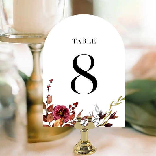 Autumn Leaves Wedding Table Numbers, 5x7 Double Sided Number Signs, Fall Cards