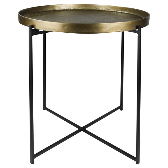 gold metal tray top table - 19.5"W x 20"D x 19.5"H