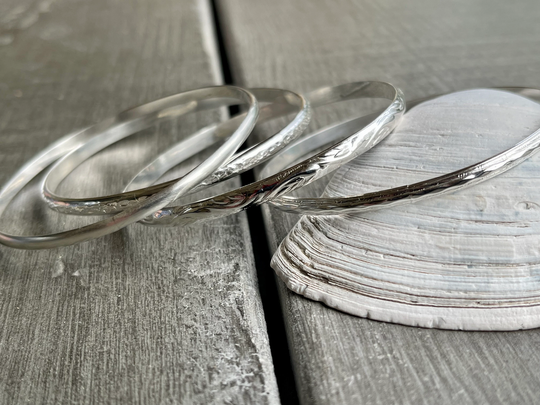 sterling Silver Bangle Set - Pattern Selection