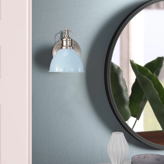 Modern Vanity Light 1-Light for Bathroom,Light Blue Brushed Nickel Finish - 8*6*8