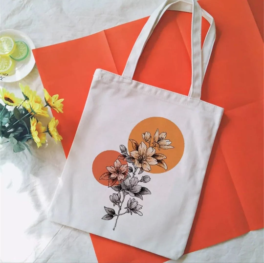 Canvas Bag Flower Drawing/Screen-Printed