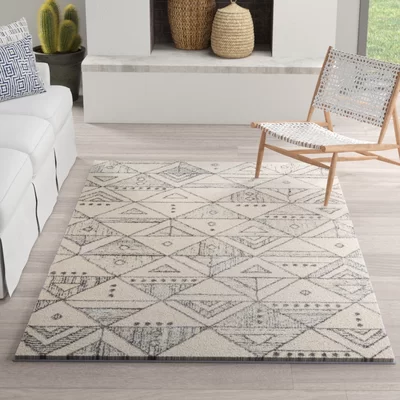 Danny Geometric Ivory/Charcoal Gray Area Rug