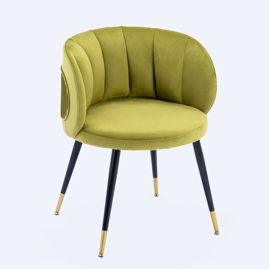 Olive Green Mid-Century Modern Velvet Lounge Chair