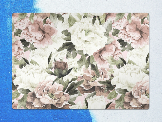 Vintage Bouquet Of Roses Chair Mat, Pink Splat Beige Vinyl Floor Floral Protective Area Rug, Gift Idea