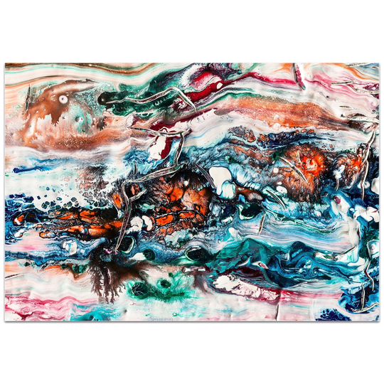 Jamie Anton 'Sunset On Her Breath 2' 32in x 22in Abstract Wall Art on Plexiglass - Multi-Color