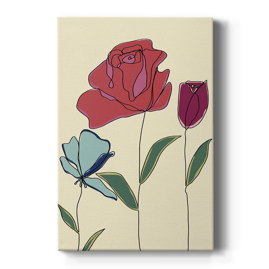 Colored Floral I Premium Gallery Wrapped Canvas - Ready to Hang