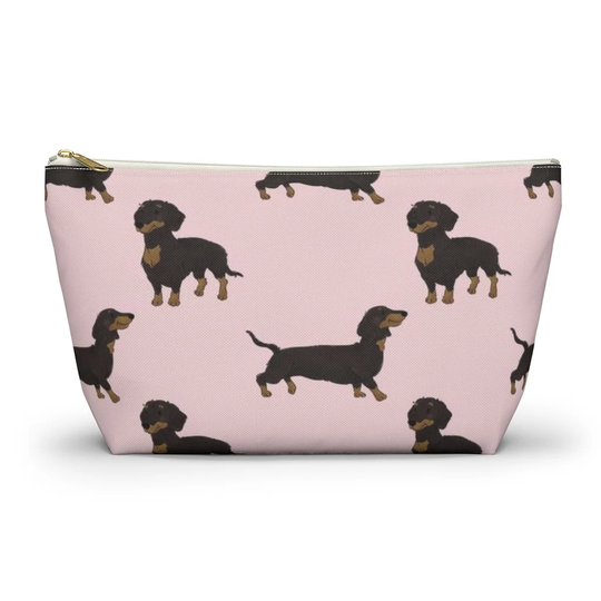 Dachshund Pouch, Pencil Case, Doxie Custom Teacher Bridesmaid Cosmetic Bag, Weenie Dog Mom Zipper Makeup Accessory Pouch
