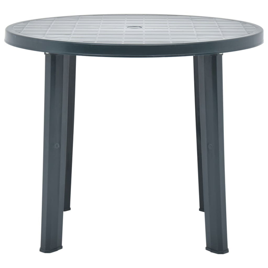 Garden Table 35" Plastic Round Table Outdoor, Patio Side Table, Green
