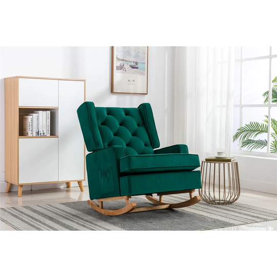 Living Room Comfortable Rocking Chair Accent Chair, Emerald