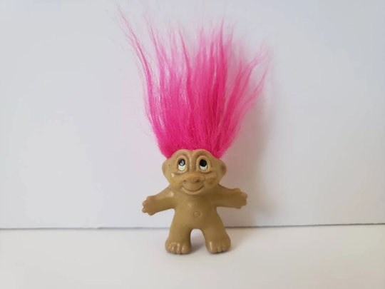 Vintage Dam Troll Doll Pencil Topper Pink Hair Trolls 1.5" 1989