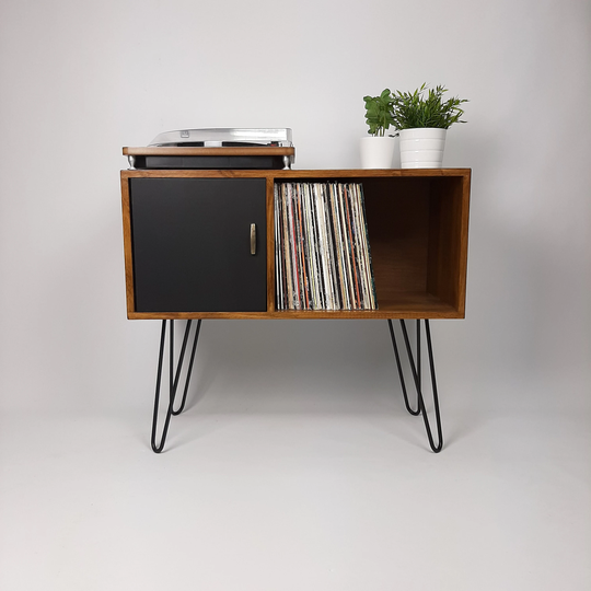Walnut Sideboard with Hairpin Legs | Vinyl Record Storage Table Scandinavian Design Side