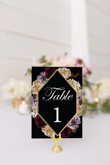 Moody Floral Table Numbers| Melancholy Number| Dark Numbers