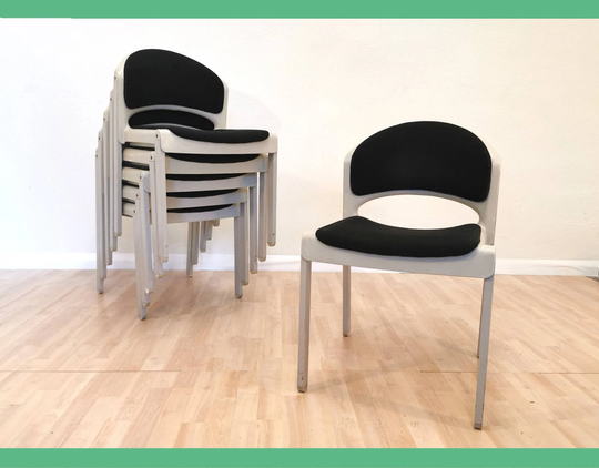 1 Of 6 Stackable Chair From Aeon Mondial/Vintage Netherland 1980 Plastic Wood Plywood Unique Retro Dine Chairs Load Stack