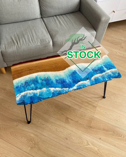 Ocean Wave Table, Hairpin Leg Table, Modern Center Sofa Table For Living Room, Coffee Apartment Room Epoxy Resin
