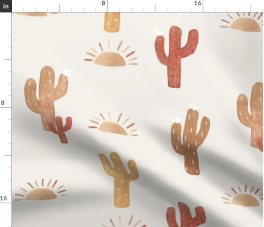 Earth Toned Cactus Fabric By The Yard | Saguaro Desert Sun Made To Order