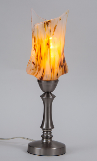 Art Glass Table Lamp, Vintage Romantic Orange & Off White Light, Shade, Lighting, Pendant Light
