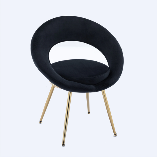 Velvet Modern Accent Conversation Lounge Chair With Gold Plated Legs