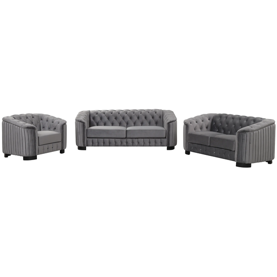 Velvet 3-Piece Sofa Sets(Three Seat Sofa/Loveseat/Single Sofa)