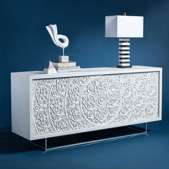 SAFAVIEH Couture Salvatore Hand-Carved Scroll Storage Sideboard