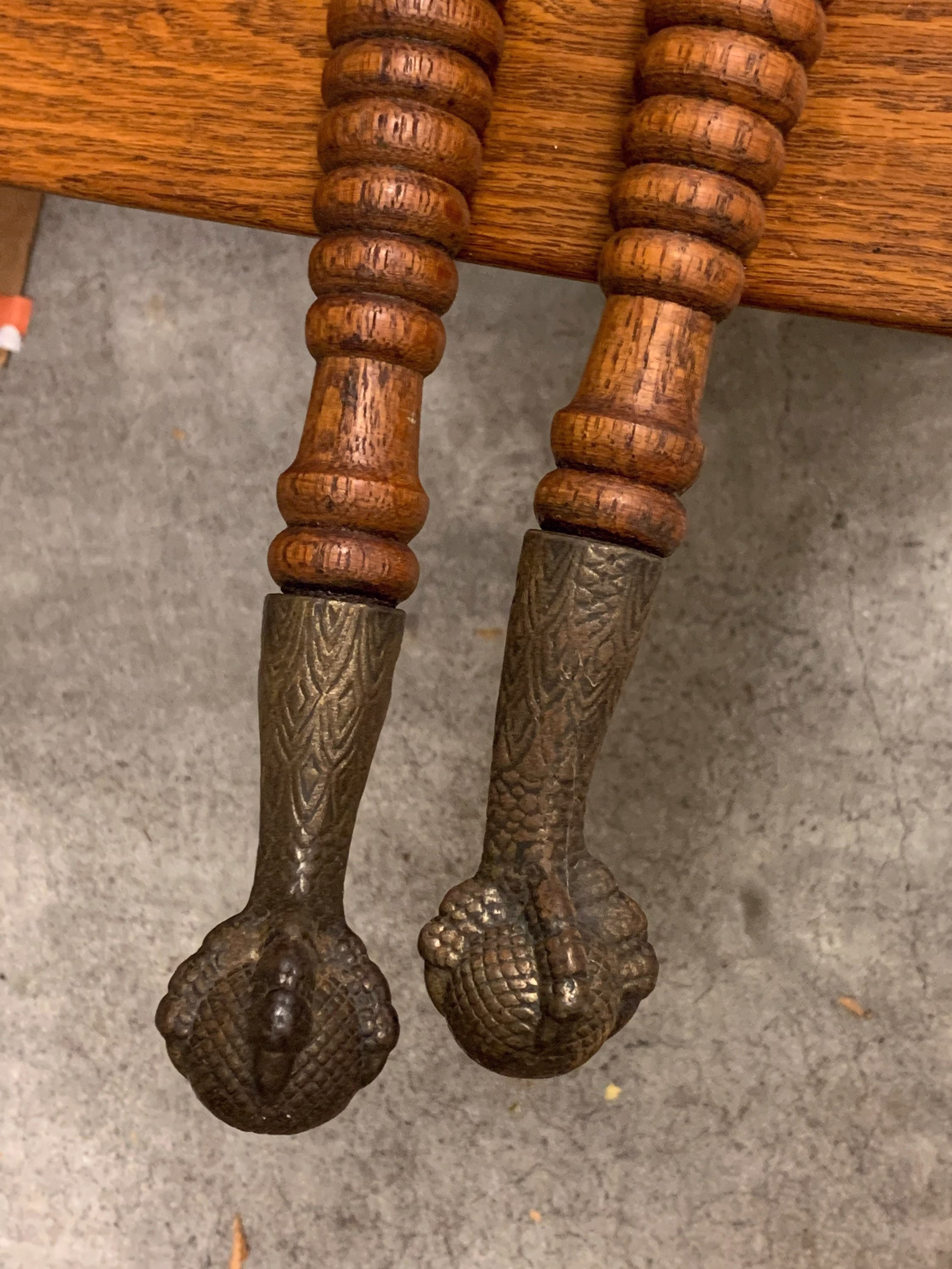 1940S Tiger Oak Parlor Table Two-Tier Square Quarter Sawn Bobbin Legs Requires Assembly See Photos 23 5/8" X 28" To 29"H