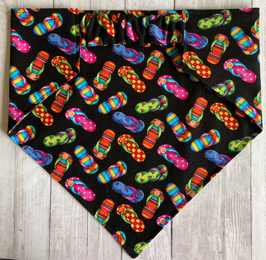 Dog Bandana, Flip Flop Fun, Elastic Scrunchie Personalized Bandana