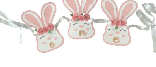 Bunny High Chair Banner, Rabbit Banner, Easter Birthday Some Is One, Decor, Decor