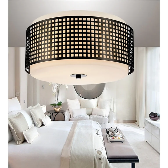 Guisseppe Lighting Two Light Flush Mount Checkered Black - Exact Size