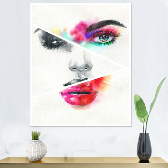 Designart 'Colorful Model Woman Portrait III' Glam Canvas Art Print