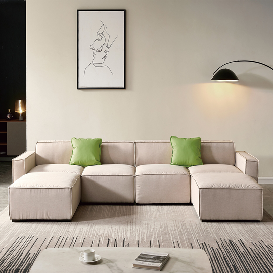 Modular U Shape Sectional Fabric Sofa Set for Living Room
