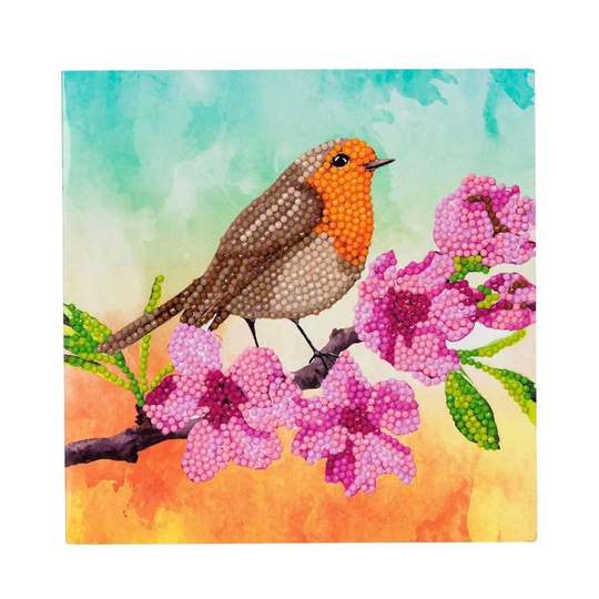 Robin, 18x18cm Crystal Art Card