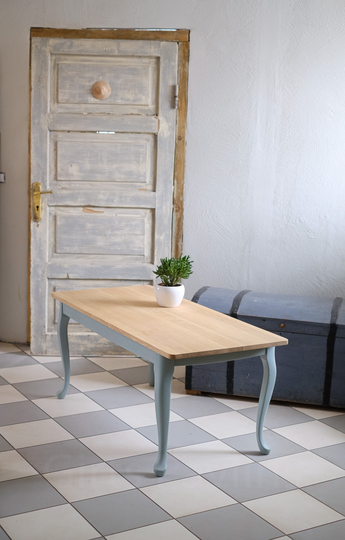 Solid Oak Coffee Table With Renewed Cabriole Legs, Reclaimed Table, White Top, Board