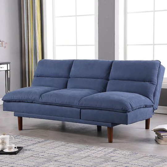 Modern Armless Fabric Blue Sofa Bed Adjustable Folding Sofa - 37.01*76.38*41.73 inches