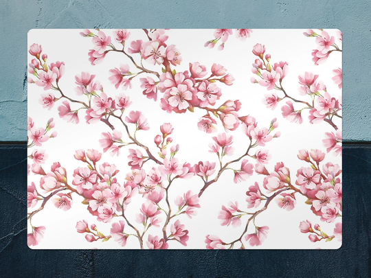 Cherry Blossom Chair Mat, Pink Splat White Vinyl Floor Japanese Protective Office Room Rug, Gift Idea, Splash Mat