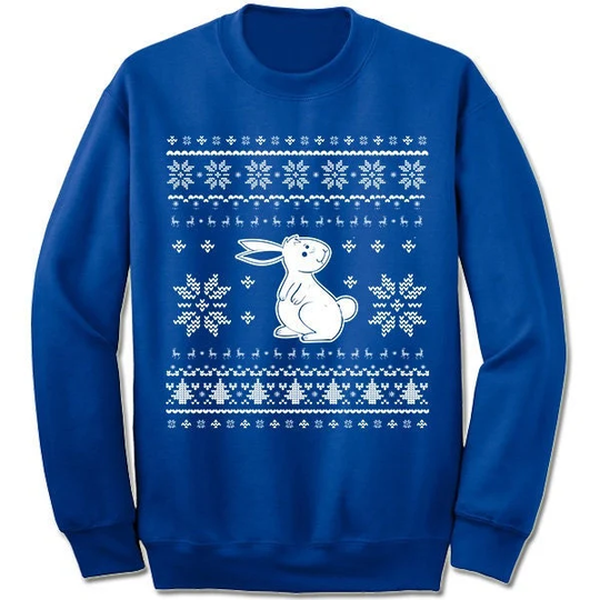 Rabbit Christmas Sweater Sweatshirt. Ugly Xmas Sweater