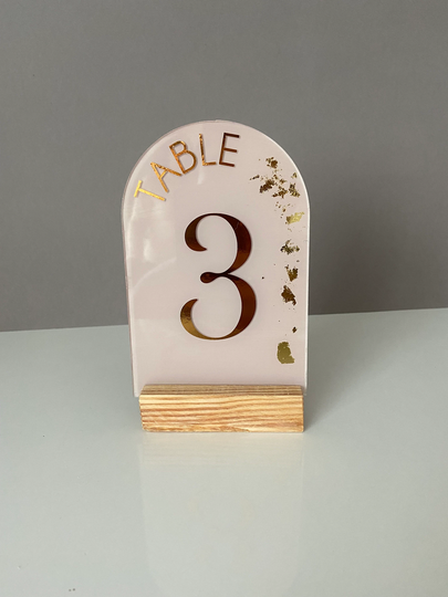 Modern Arched Acrylic Table Numbers Centerpiece Luxury Decorations Wedding Number Glass Sign Painted Back Brush With Stand