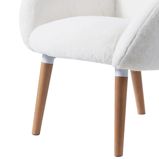 Modern Accent Chair, Upholstered Faux Lamb Wool Armchair, Fabric Reading Chair, Single Sofa Leisure Chair with Solid Beech Legs