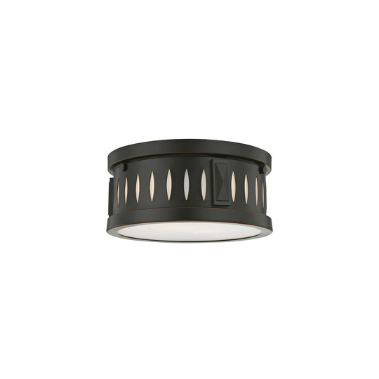 Livex Lighting Vista 2-Light Olde Bronze Ceiling Mount - Olde Bronze - 10"Dia. x 4"H