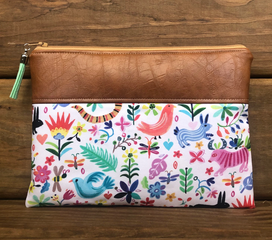 Viva Mexico Makeup Bag Zipper Pouch, Vegan Leather Bag, Cosmetic Bridesmaid Gift, Pencil Gift