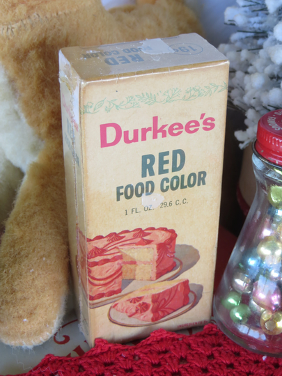 Vintage Durkee Red Food Coloring Box & Jar