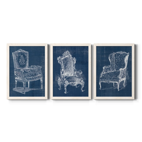 Antique Chair Blueprint I-Premium Framed Canvas - Ready to Hang - Multi-Color