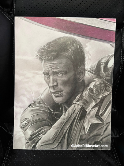 Original Drawing Of Chris Evans As Captain America in America Winter Soldier | Not A Print