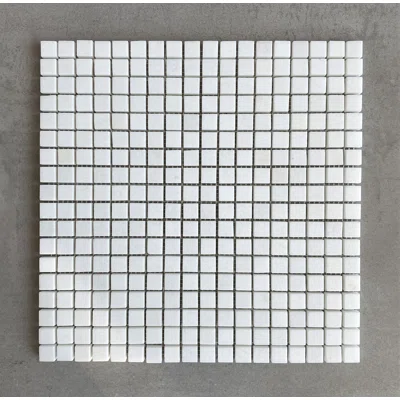 Thasoos White 5/8" x 5/8" Grid Glass Bathroom Wall Mosaic Tile