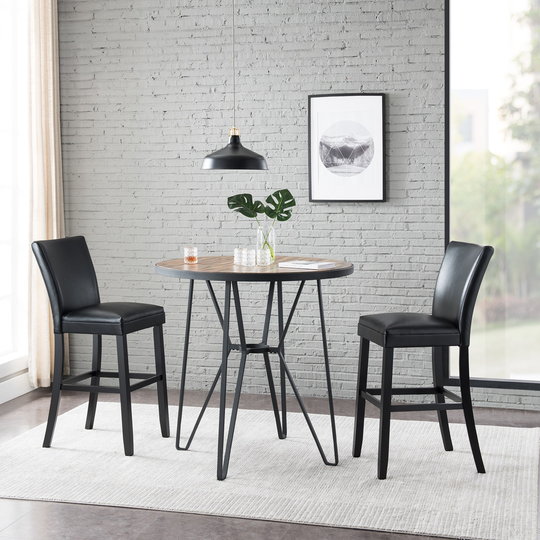Round Dining Table, Coffee Table Bar Table with Iron Legs