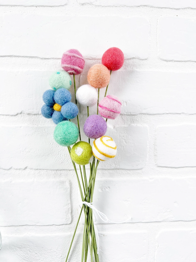 Pom Cluster | Shades Of Spring Colorful Summertime Flower Bouquet