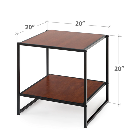 Priage by ZINUS Red mahogany wood grain Metal Frame Side Table