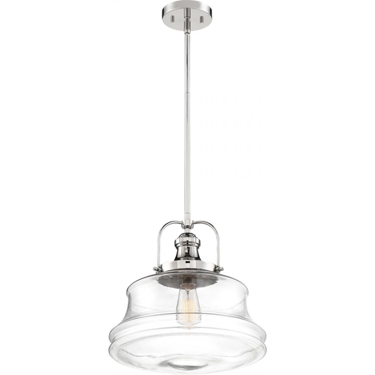 Basel 1-Light Pendant Fixture Polished Nickel Finish with Clear Glass - N/A