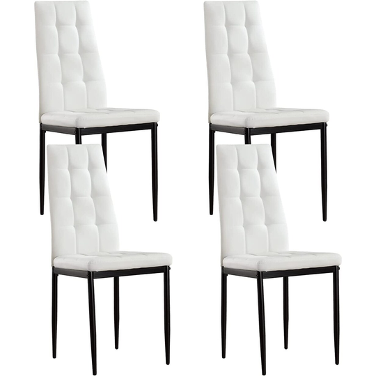 Dining Chairs Set of 4, Faux Leather Dining Room Chairs, High Back Kitchen Chairs Upholstered Armless Chairs Black