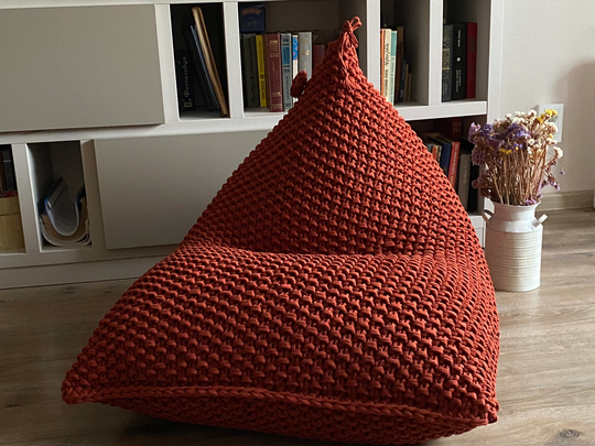 Copper Bean Bag Chair For Adults/Kids Reading Crochet Brown Pouf Lounger Daybed Sitzack Pouf