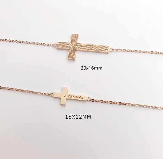 Custom Fingerprint Hand Chain/Cross Chain/Handwriting Chain/Dainty Chain/Personalized Gift-sterling Silver, 14K Gold Filled