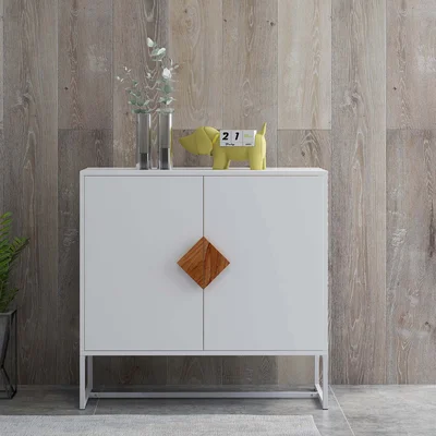 Annysa Solid Wood Square Shape Handle 2 Doors Sideboard